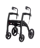 Rollz Motion 2.1 Rollator in Matt Black, linke Seitenansicht mit montiertem Sitzmodul.