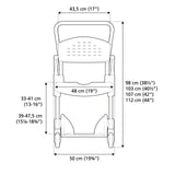 Dusch- & Toilettenrollstuhl Etac Clean - Technische Daten
